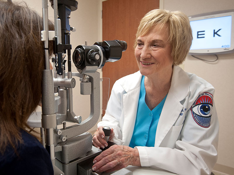 Dr. Connie McCaa, shown administering an eye exam in 2014, was a compassionate caregiver known for her generosity to, and advocacy for, her patients.