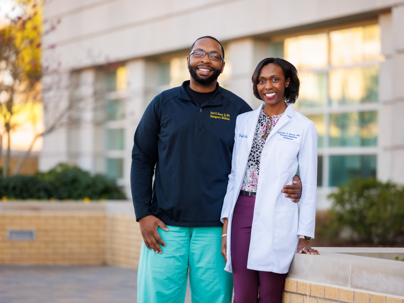 Dr. Jasmine Kency is a pediatrician and internal medicine physician, and her husband, Dr. Fred Kency, is an emergency medicine physician at the University of Mississippi Medical Center.