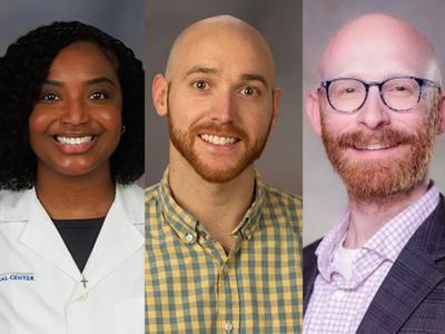 Portraits of Dr. Kristen Alston, Dr. Tim Dasinger and Max Vanlandingham