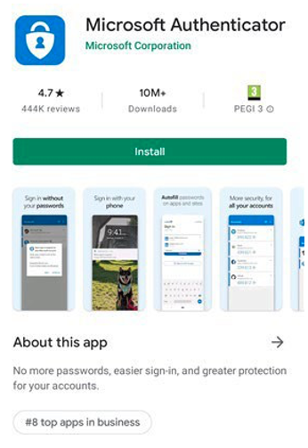 Microsoft Authenticator app on Google Play