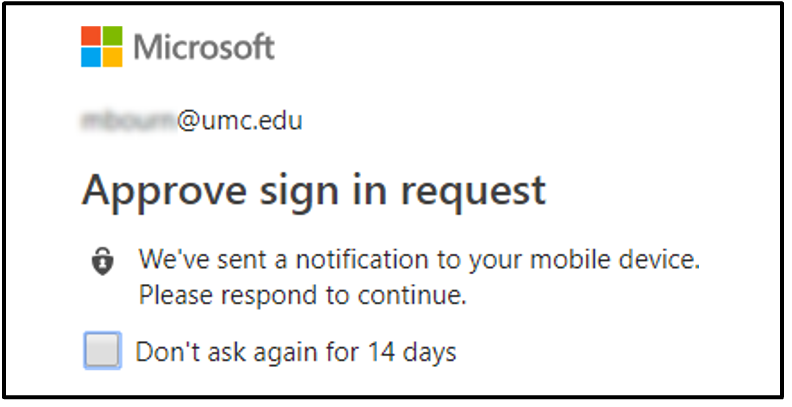Approve sign in request screen