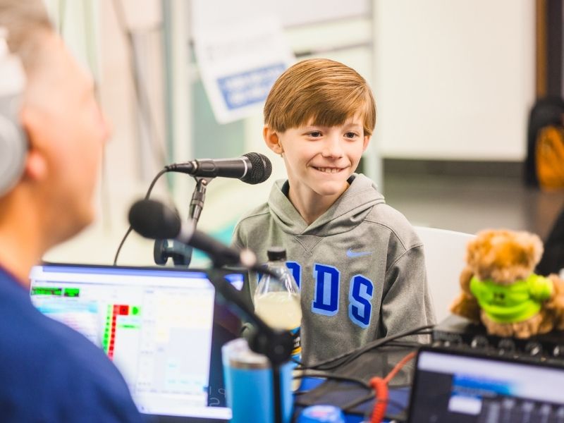 Children's of Mississippi patient Nobles Herrin smiles during a Mississippi Miracles Radiothon interview.