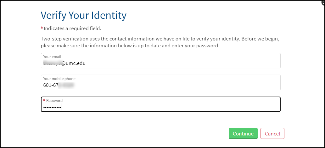 A screenshot of the MyChart page where a password is entered to verify identity.