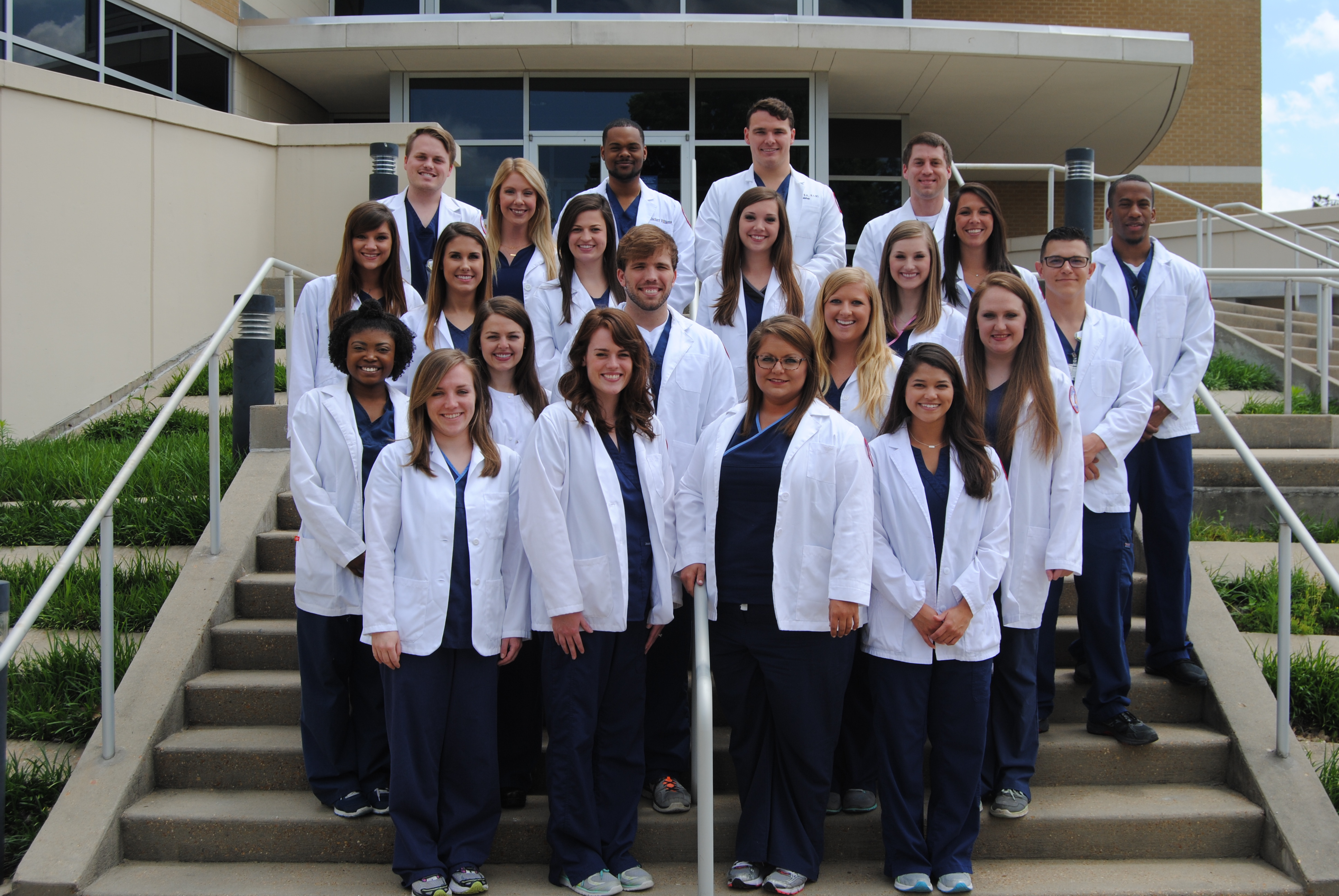 Radiologic sciences graduates who achieved a perfect pass rate include, front row from left, Anne Howard Steinwinder, Shelby Erickson, Alison Sullivan and Liana Wooley; second row from left, Taylor Shumpert, Alexa Graham, Tyler Johnson, Hanna Kemp and Alex Noah; third row from left, Mary Hooper Mason, Kala Ford, Anna Crawford, Savannah Gillis, Kimberly Tolliver, Leah Santucci, Anthony Chirinos and Jeremy Williams; and back row from left, Brooks Jackson, Victoria Hardwick, Rischer Williams, Tyler Gray and Tyler Burnett.