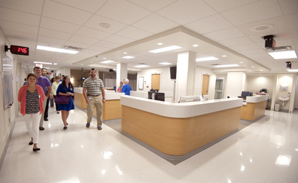 Members of the public and University of Mississippi Medical Center employees tour UMMC's new University Heart facility.