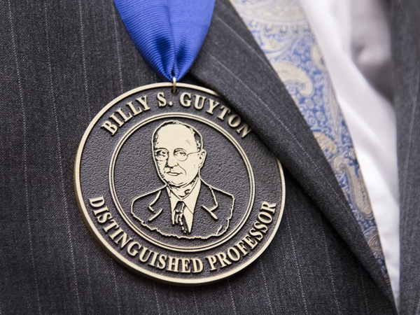 The Billy S. Guyton Distinguished Professor honor is given every five years to faculty who demonstrate a commitment to research and education.