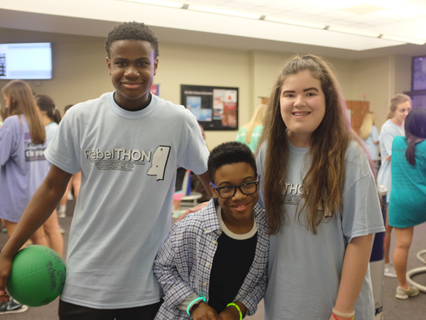 A trio of Children's Miracle Network Champions for Mississippi, 2014-15 Champion Jacob Partlow, 2016-17 Champion Jordan Morgan and 2015-16 Champion Hannah Dunaway, were on hand for this year's RebelTHON, a fundraising dance marathon and celebration at the University of Mississippi in Oxford.