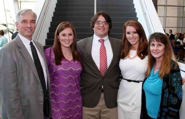 The Skelton family gathers in 2015 on the day Thomas Skelton Jr. received his white coat as an entering student in the School of Medicine. From left are Dr. Thomas Skelton Sr., Dr. Laura Skelton Smith, Thomas Jr., Dr. Charlotte Skelton Taylor and Dr. Deborah Skelton.