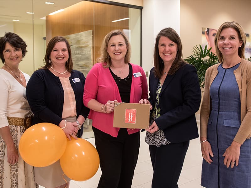 Junior League of Jackson President Melanie Hataway, center, along with, from left, Community Foundation of Greater Jackson President and CEO Jane Alexander and JLJ board member Crystal Thompson, presented a $400,000 donation May 30, 2017 from the League to The Campaign for Children's of Mississippi. Accepting the donation are UMMC interim Chief Development Officer Natalie Hutto and Michelle Alexander, right, UMMC major gifts officer.