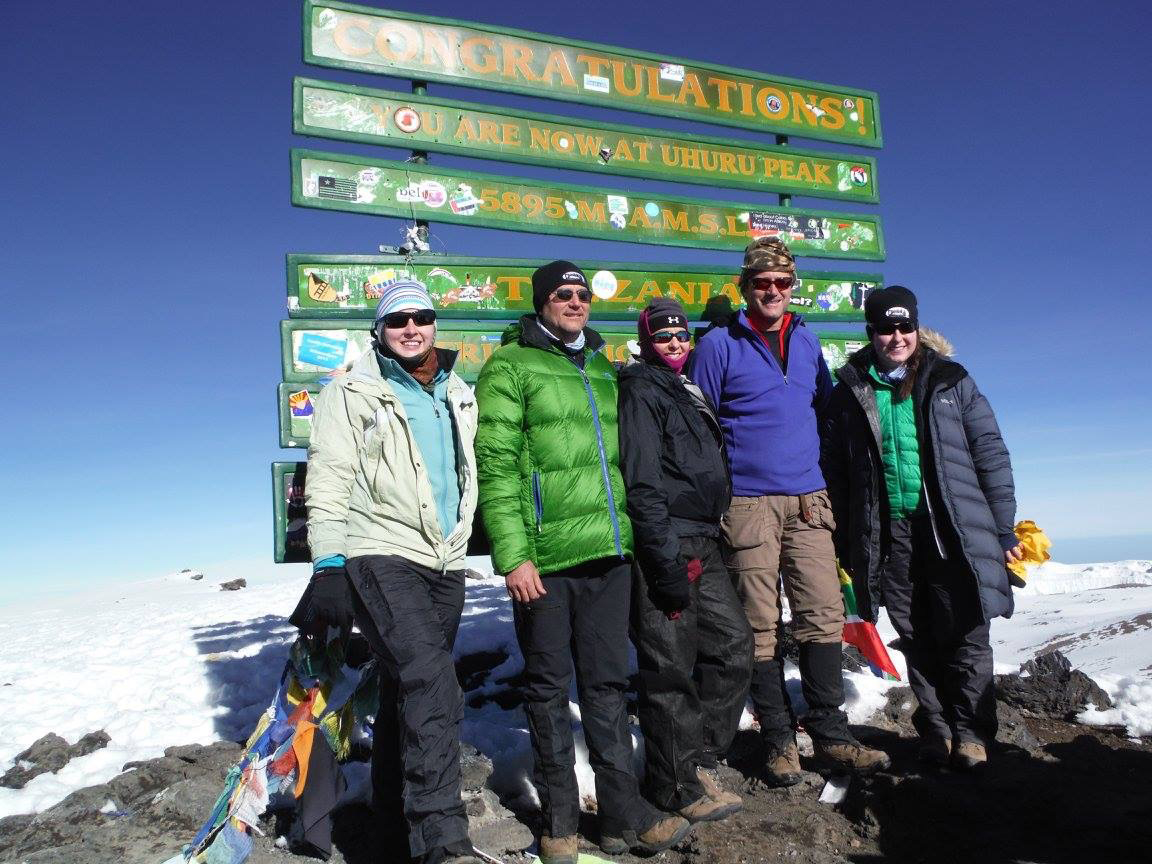 Having a career in dentistry gave Dr. Melinda Lucas the opportunity to make her dream trip to the top of Mount Kilimanjaro. From left are Carrie Gray Shaw, Randy Gray, Melinda Gray Lucas, Billy Gray and Meredith Lucas.