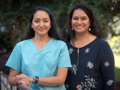 From the left are Patki and her sister, Gouir Mahajan.