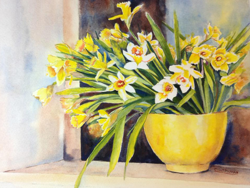 Daffodils, watercolor by Clint McHann