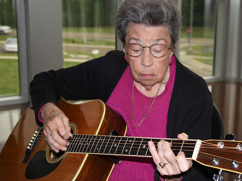 Dudley stays active by playing mandolin and guitar with the Mississippi Old Time Music Society, a group she helped found more than 20 years.