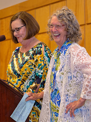Martha Cooley, right, who retired from UMMC Grenada after more than six decades as a nurse, received UMMC's Lifetime Achievement Award in nursing. With her is Terri Gillespie, chief nursing executive officer.