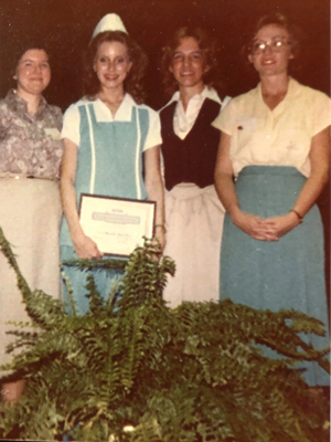 Vicki Randle Bee is shown accepting Nursing Student of the Year honors in 1980.