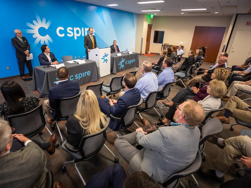 Representatives of C Spire, the University of Mississippi Medical Center and the Mississippi Telehealth and Rural Health Associations gather to unveil the new C Spire He