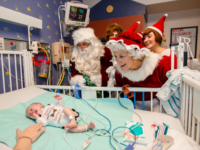 Children's of Mississippi patient Silas McKinney of Collinsville was surprised by his Christmas visitors.
