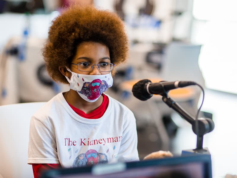 De'Nahri Middleton of Jackson shares his story with The Radio People's on-air personalities during the first day of Mississippi Miracles Radiothon.