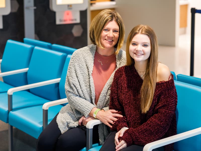 LeAnn Henderson and her daughter, Allie, visit the Children's Heart Center in the Kathy and Joe Sanderson Tower at Children's of Mississippi.