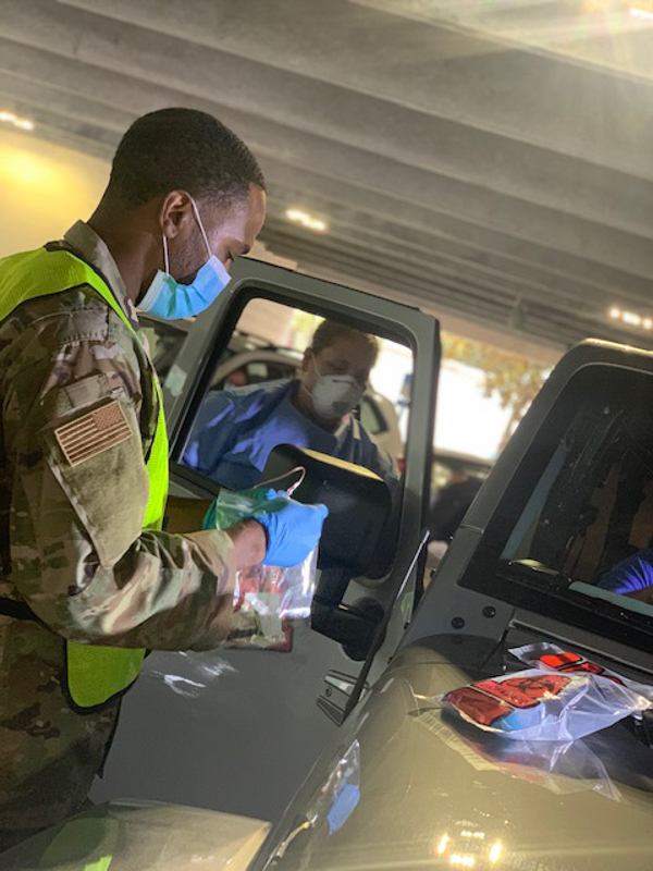 National Guard members conduct COVID-19 testing at the Silver Star Casino in Philadelphia in August 2020 to track cases in nearby communities, including the Mississippi Band of Choctaw Indians. (Credit: MSDH)