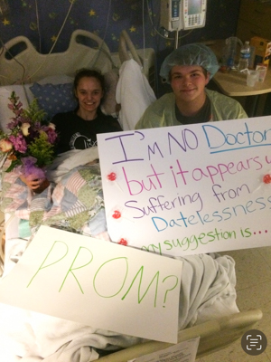 McCardle smiles after a prom-posal during her hospital stay.