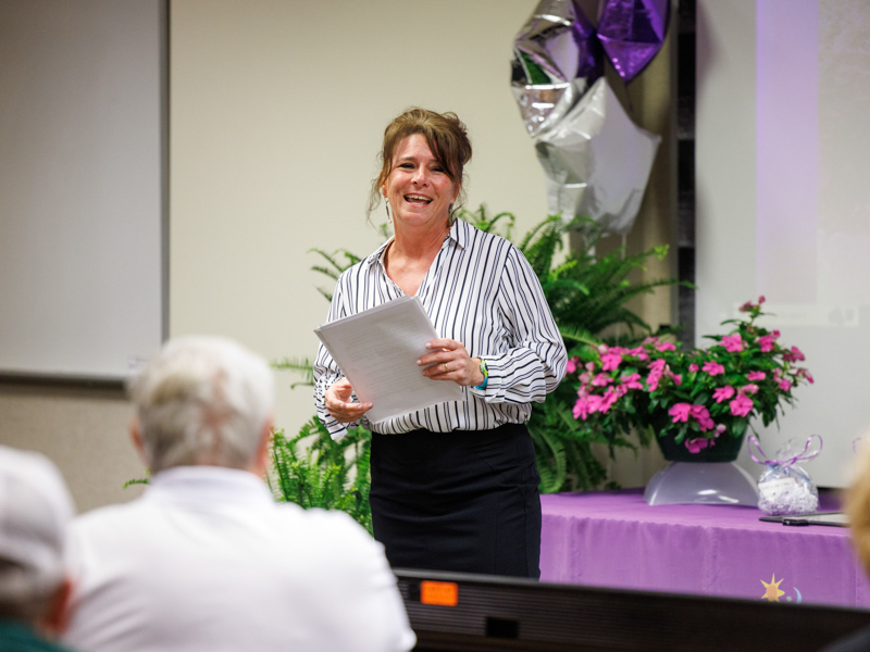 Christina Guarino, Project SEARCH instructor, speaks during the program's graduation ceremony May 16.