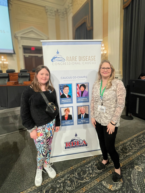 Emmalyn Hudson and her mom Shannah have met with members of the Rare Disease Congressional Caucus to increase awareness of rare conditions.