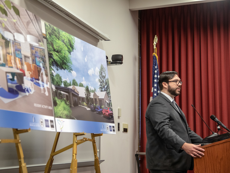 Dr. Christian Paine speaks during the groundbreaking for the Alyce G. Clarke Center for Medically Fragile Children in 2019.