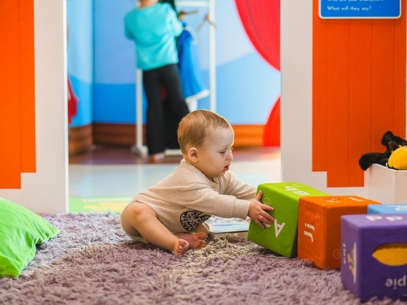 Benton Davis of Meadville, a Children's of Mississippi patient, plays with blocks inside Rocky's House.