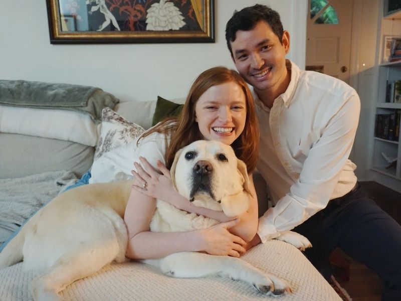 Harkins with fiance, Dr. Gracie Hoggard, and their dog, Jack-Jack.