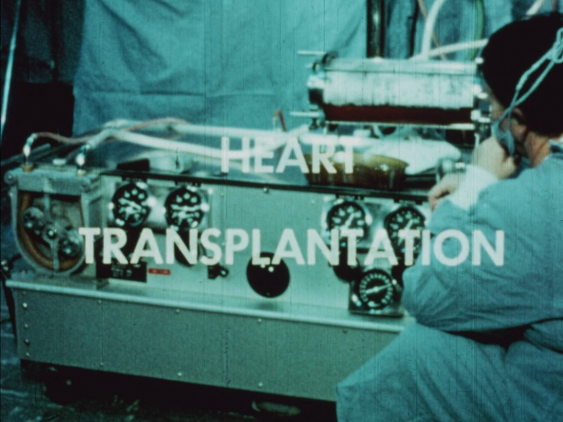 This title shot apparently introduced a film of a heart transplant procedure.