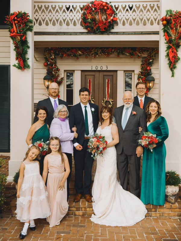 Lynn and Dick Lawrence are pictured with their daughters, sons-in-law and granddaughters at the wedding of youngest daughter, Ginny.