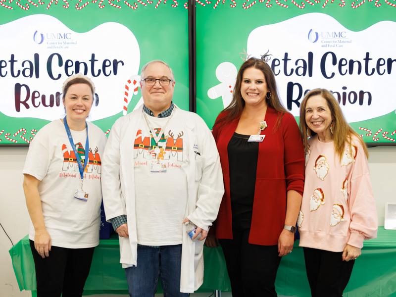 The Center for Maternal and Fetal Care team includes, from left, Dr. Rachael Morris, associate professor of maternal fetal medicine; Dr. James Bofill, professor of obstetrics and gynecology; Dr. Sarah Novotny, professor of obstetrics and gynecology; and Dr. Jennifer Shores, professor of fetal cardiology.