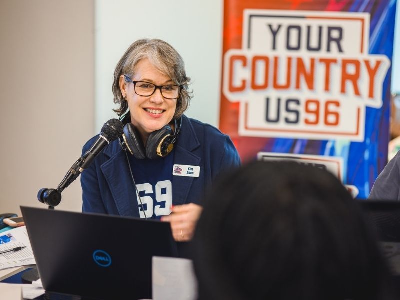 On-air personality Kim Allen smiles during U.S. 96 interview. Lindsay McMurtray/ UMMC Communications