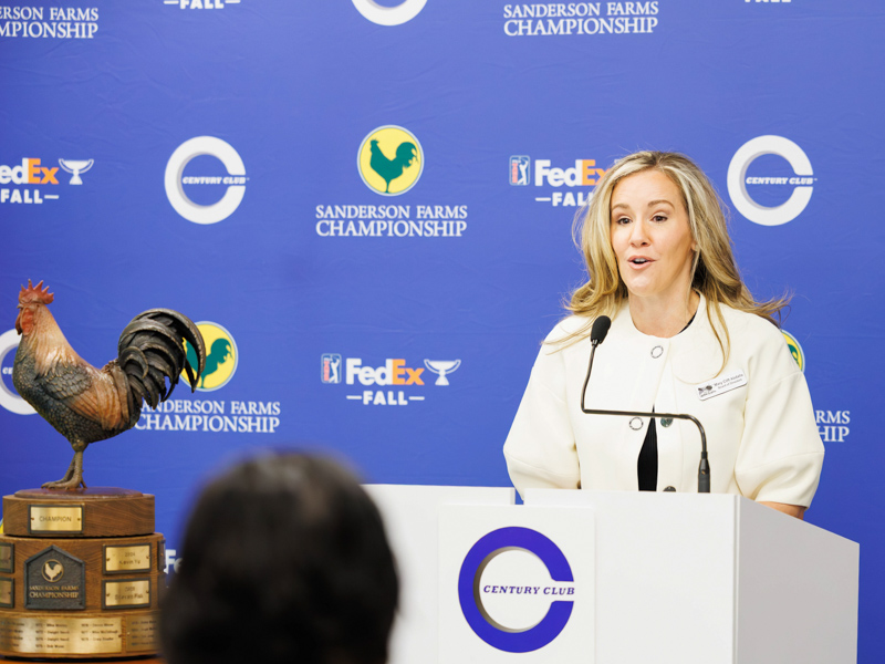 Mary Clift Abdala, Friends of Children's Hospital Board Chair, thanks Century Club Charities and the Sanderson Farms Championship for their $1 million gift.