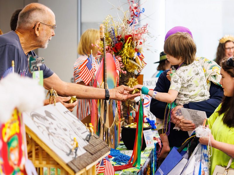 Peter Massey, 5, of Pearl receives a prize at the 2026 Petite Parade at the children's hospital. Melanie Thortis/ UMMC Communications