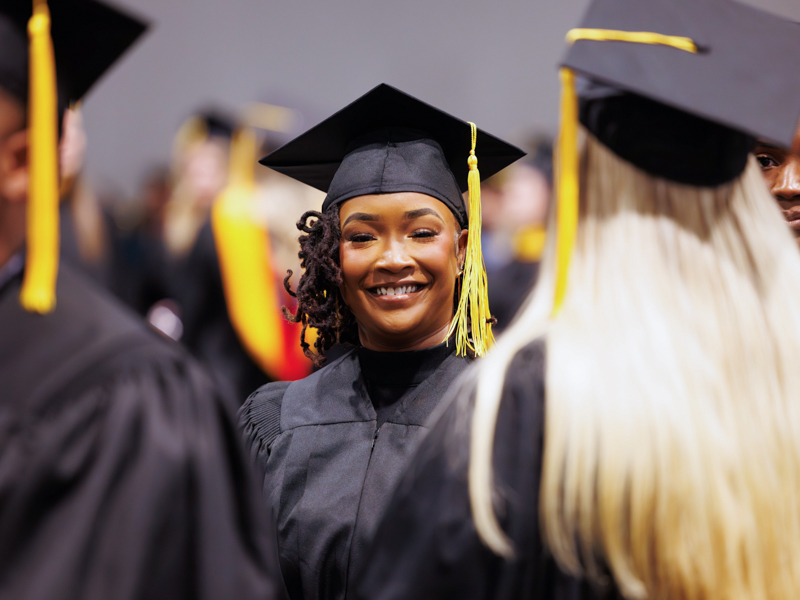Akyla N. Robinson celebrates earning her bachelor's degree in health systems administration from the School of Health Related Professions.