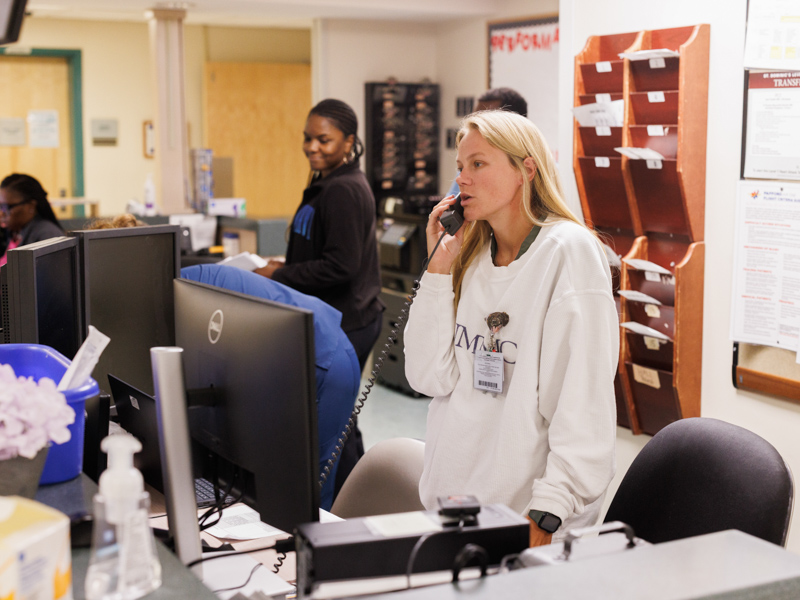 Erin Herbison, a registered nurse, continues her duties as UMMC Greenwood enters its first days as part of UMMC.