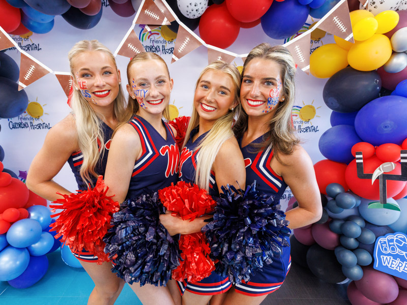 University of Mississippi cheerleaders brought their school spirit to the state's only children's hospital at Tailgating with Friends.