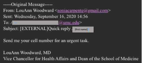 Fake Dr. Woodward Email