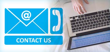 envelope and phone icons next to laptop and caption of Contact Us