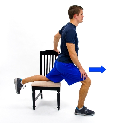 Man performing Standing Hip Flexor exercise. 