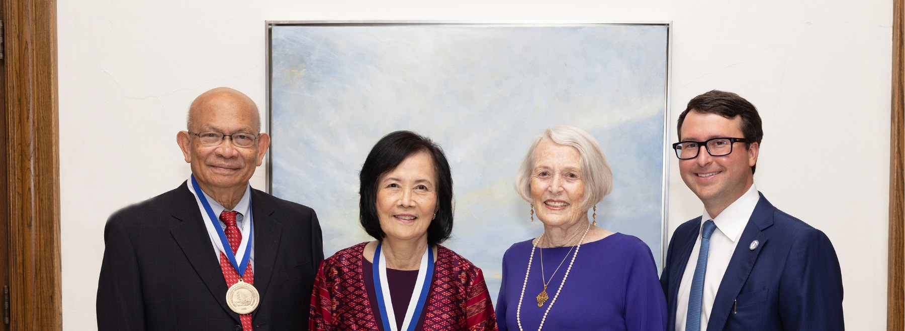 From left, Dr. Somprasong Songcharoen, Dr. Suthin Songcharoen, Mary Jabaley and Dr. Marc Walker celebrate the creation of the Jabaley-Songcharoen Center for Hand, Upper Extremity and Nerve Surgery.