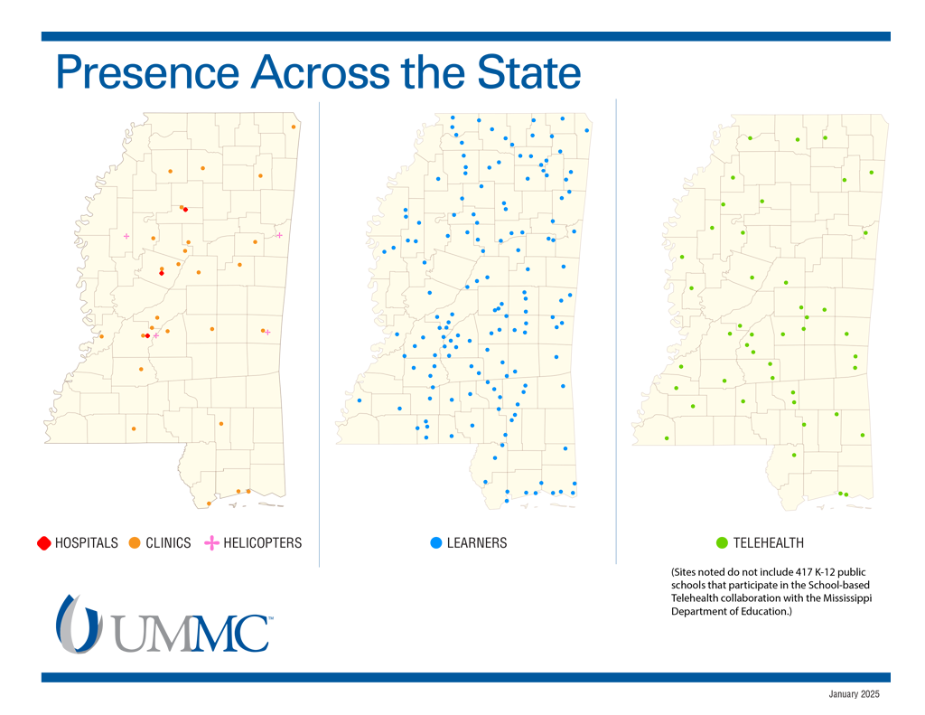 Maps of UMMC's presence statewide. Click below for the full image long description.