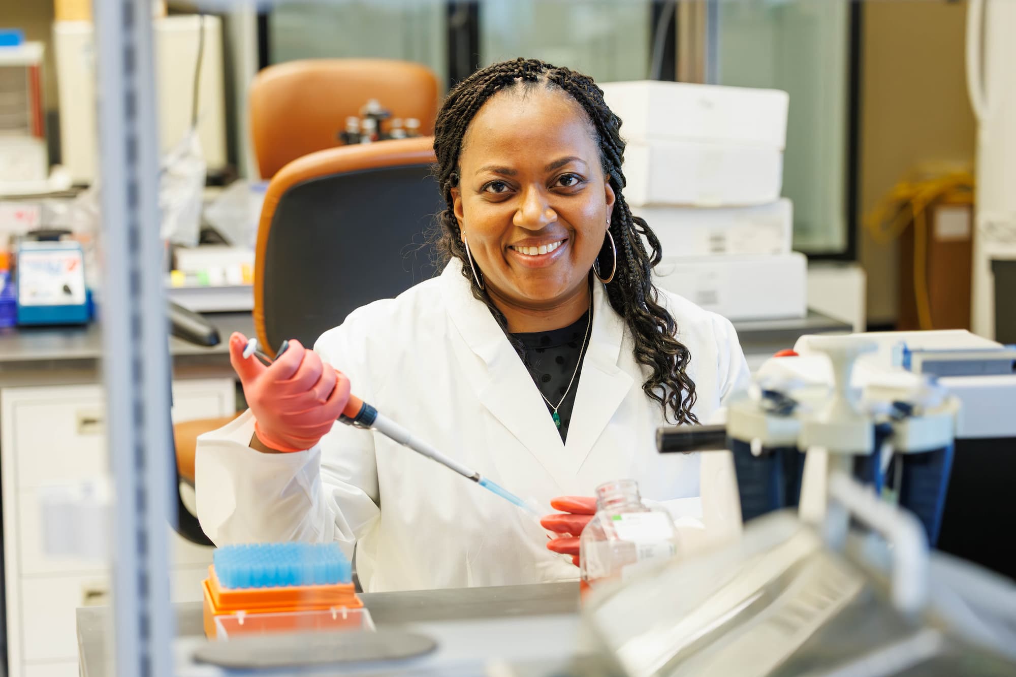 Dr. Jasmine Miller Kleinhenz, named CCRI's Researcher of the Year in 2025, was photographed recently in one of our labs.
