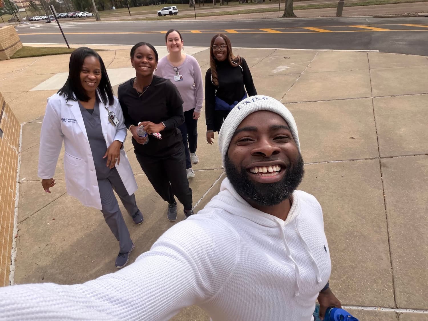 Dr. Justin Turner shared information about colorectal cancer screening and his UMMC coworkers on a 1-mile walk during "Walk with a Doc" in December.