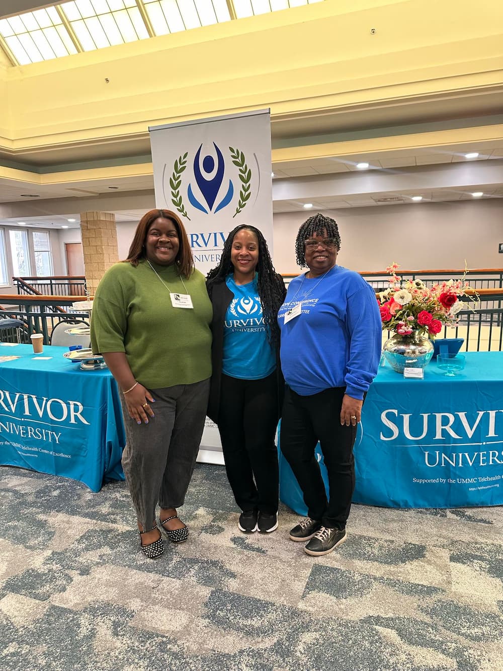 CCRI and Survivor University were represented at the Hope Conference by, from left, Gillian Goodloe, Nicole Hardy and Jimmie Wells.
