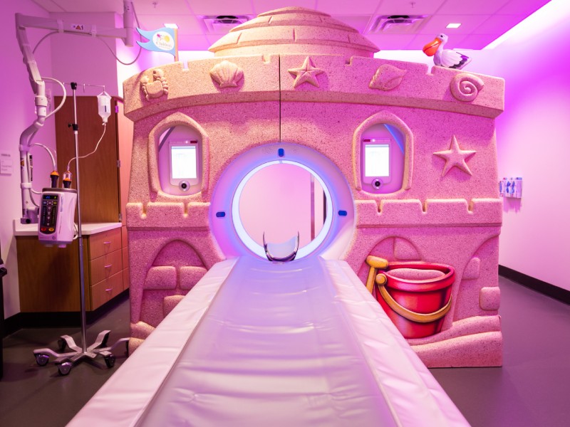 Custom MRI at Children's of Mississippi with a sand castle theme.