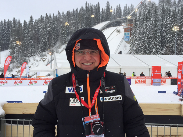 Speca has traveled internationally as one of the doctors who care for the U.S. Men's Ski Team. He's pictured here at a recent competition in Finland.