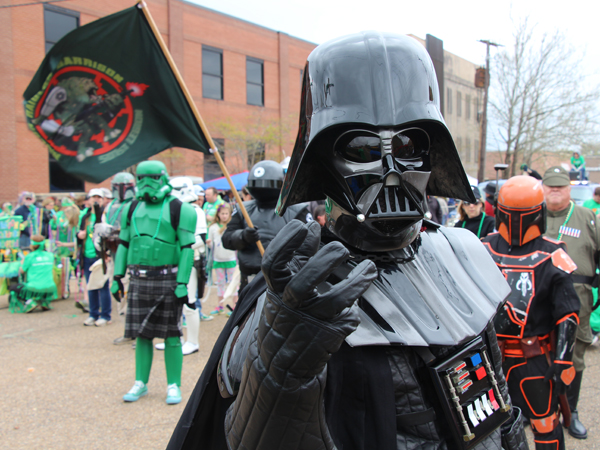 Members of the Rancor Raiders Garrison of the 501st Legion marched in their "Star Wars" gear in Hal's St. Paddy's Parade.